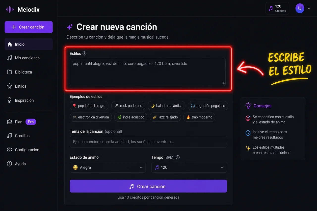 Captura: caja de Styles con ejemplo